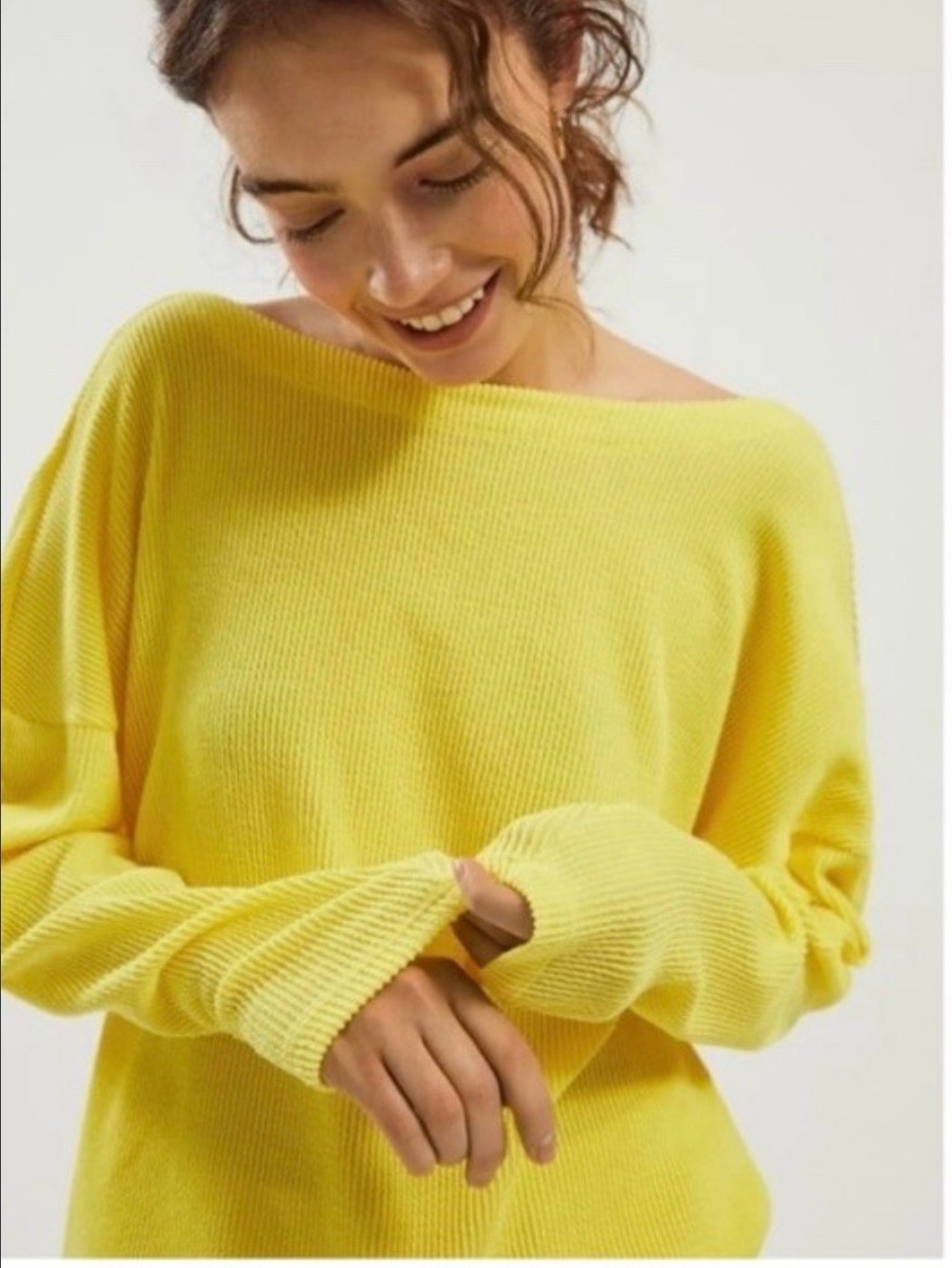 Anthropologie Maeve Kasi Pullover Yellow Ribbed Cowl Back Sweater M